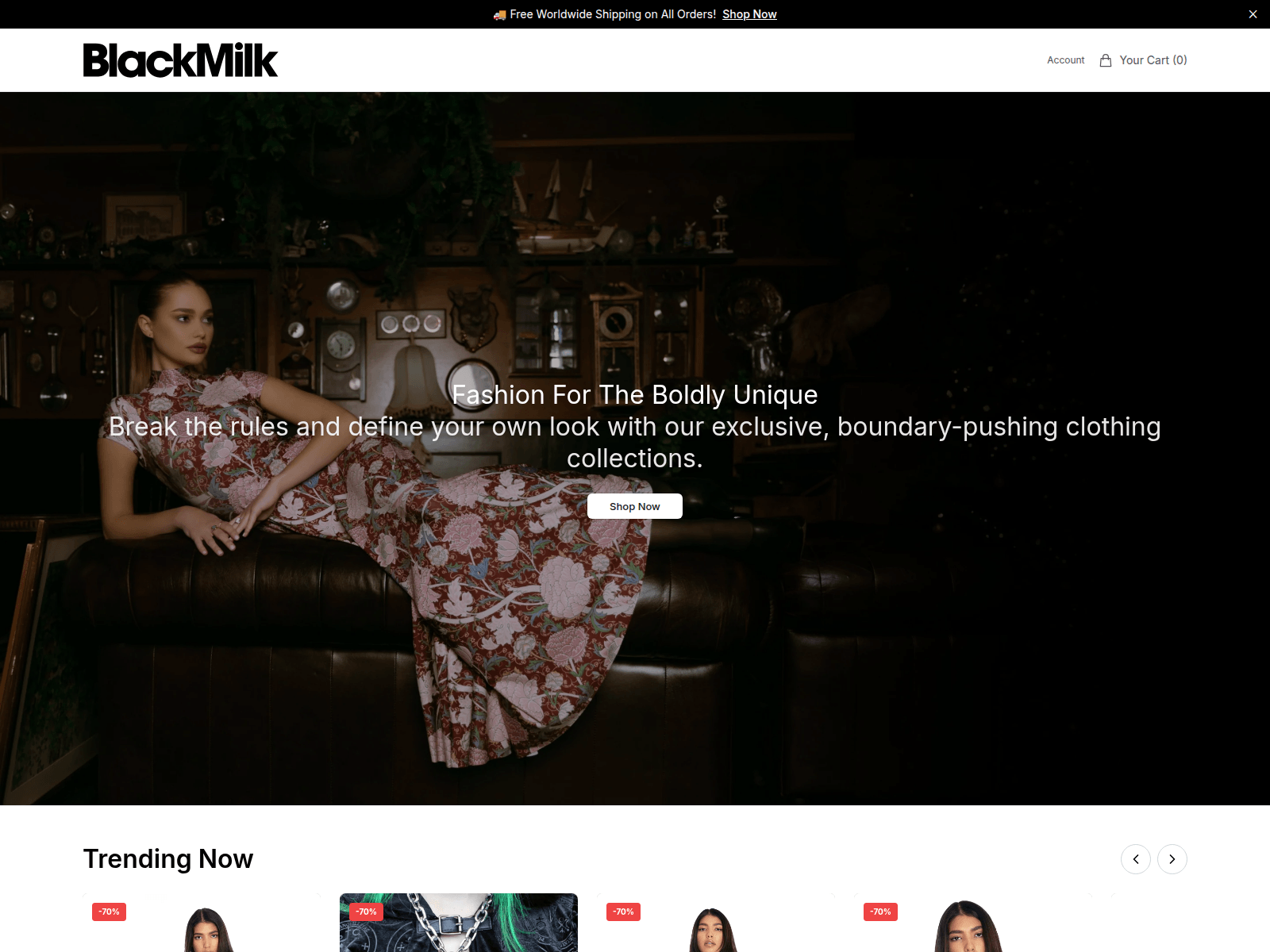 Screenshot of blackmilkfashion.shop