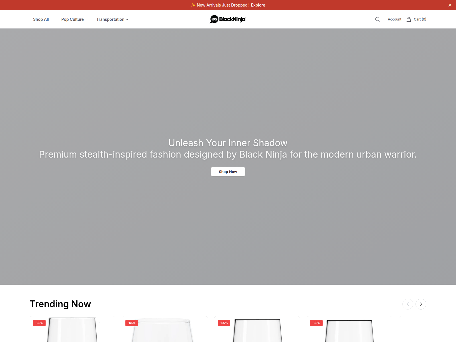 Screenshot of blackninjadesignstore.shop