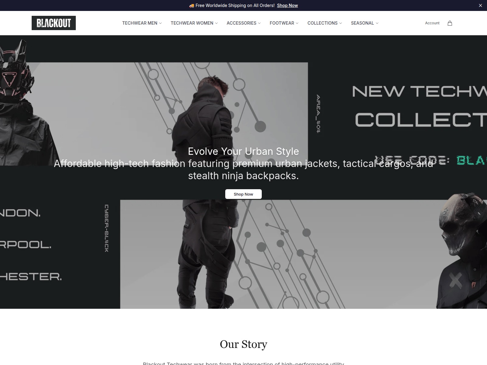 Screenshot of blackouttechwearofficial.shop