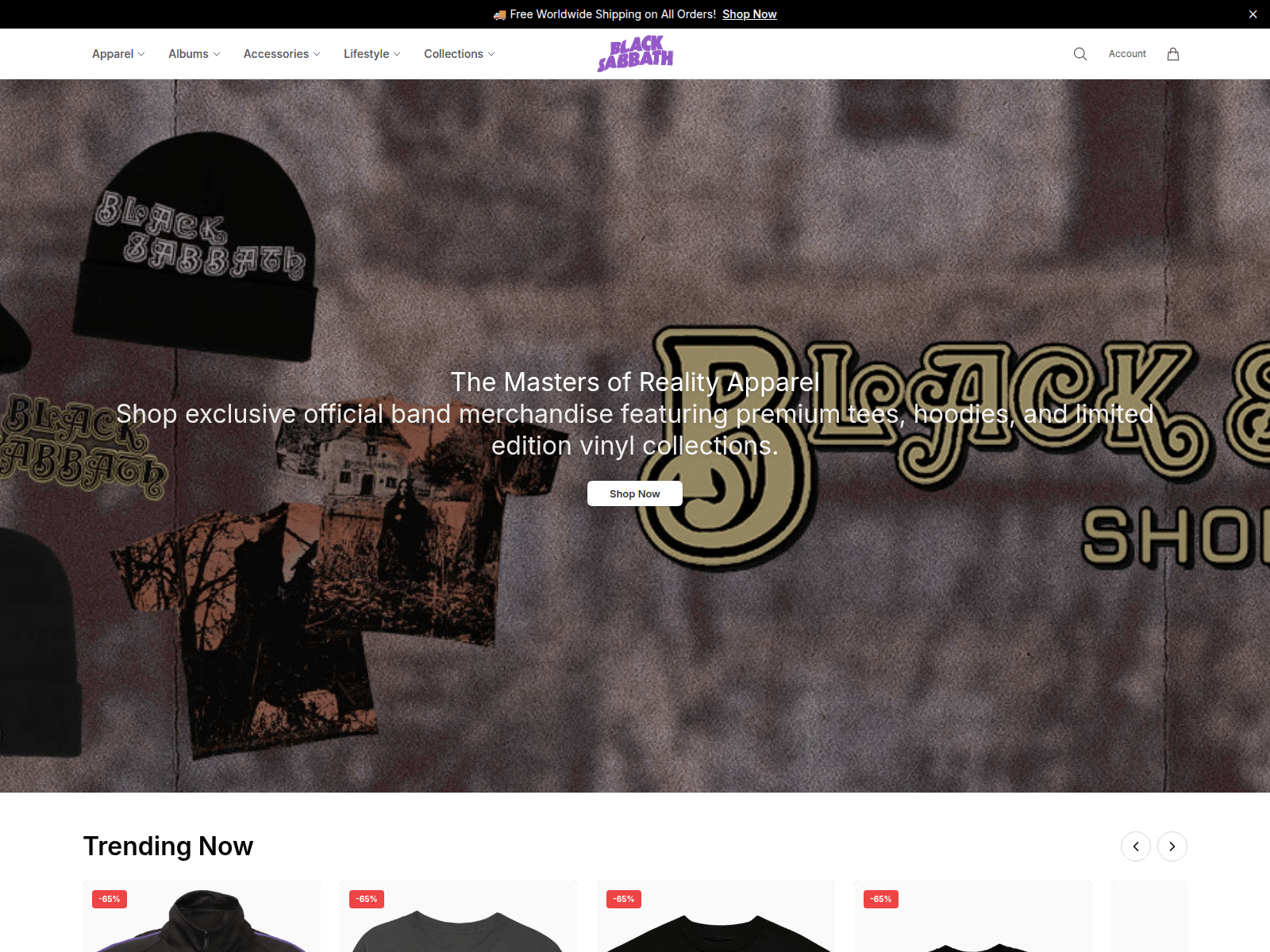 Screenshot of blacksabbathapparel.shop