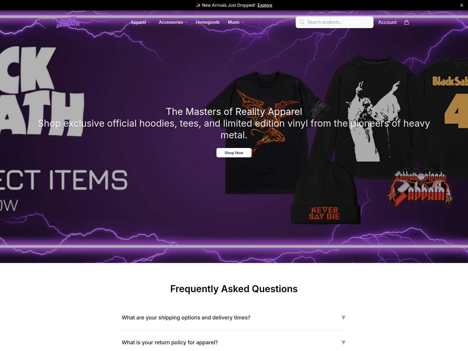 Screenshot of blacksabbathstore.shop
