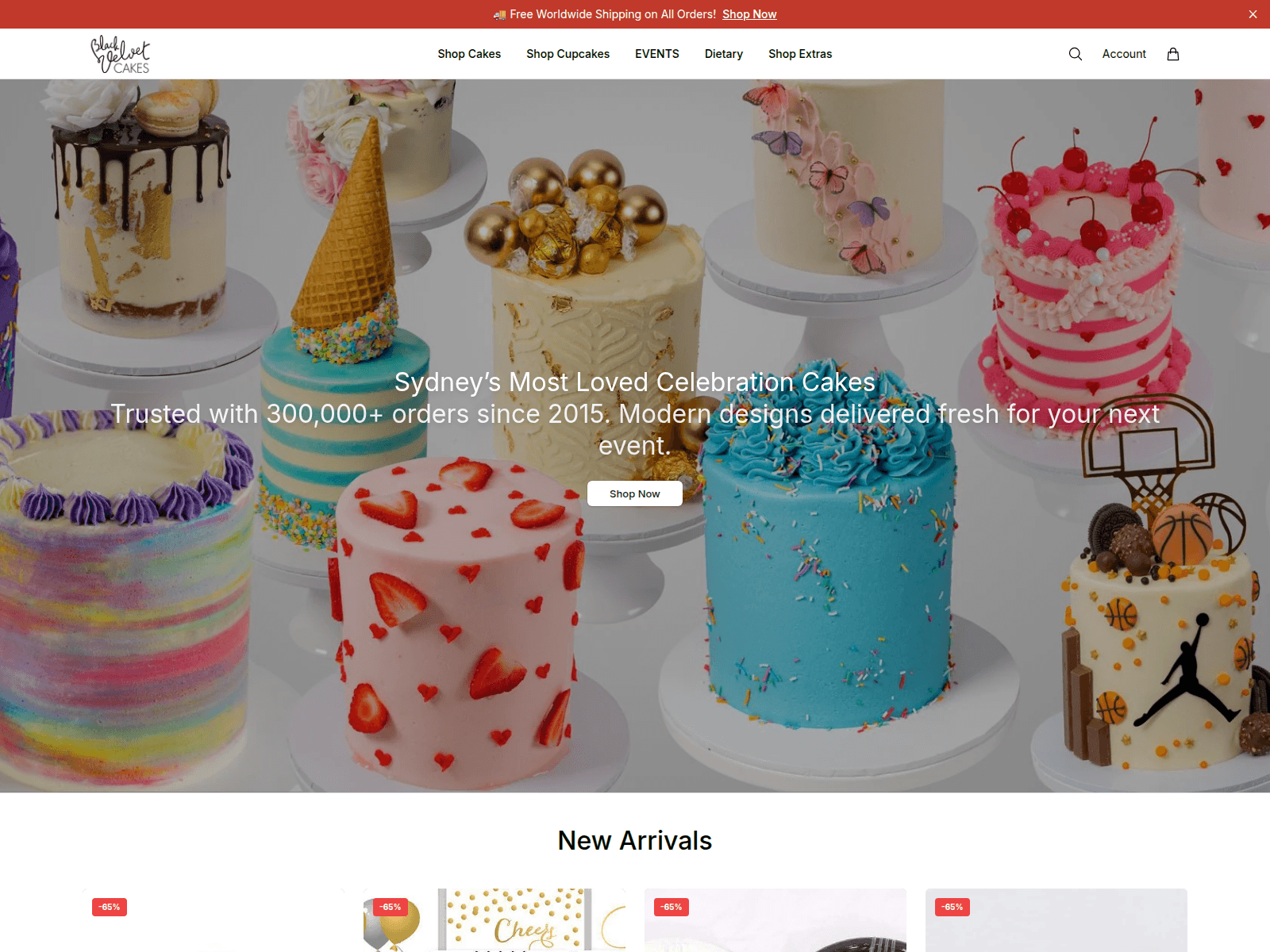 Screenshot of blackvelvetcakesstore.shop