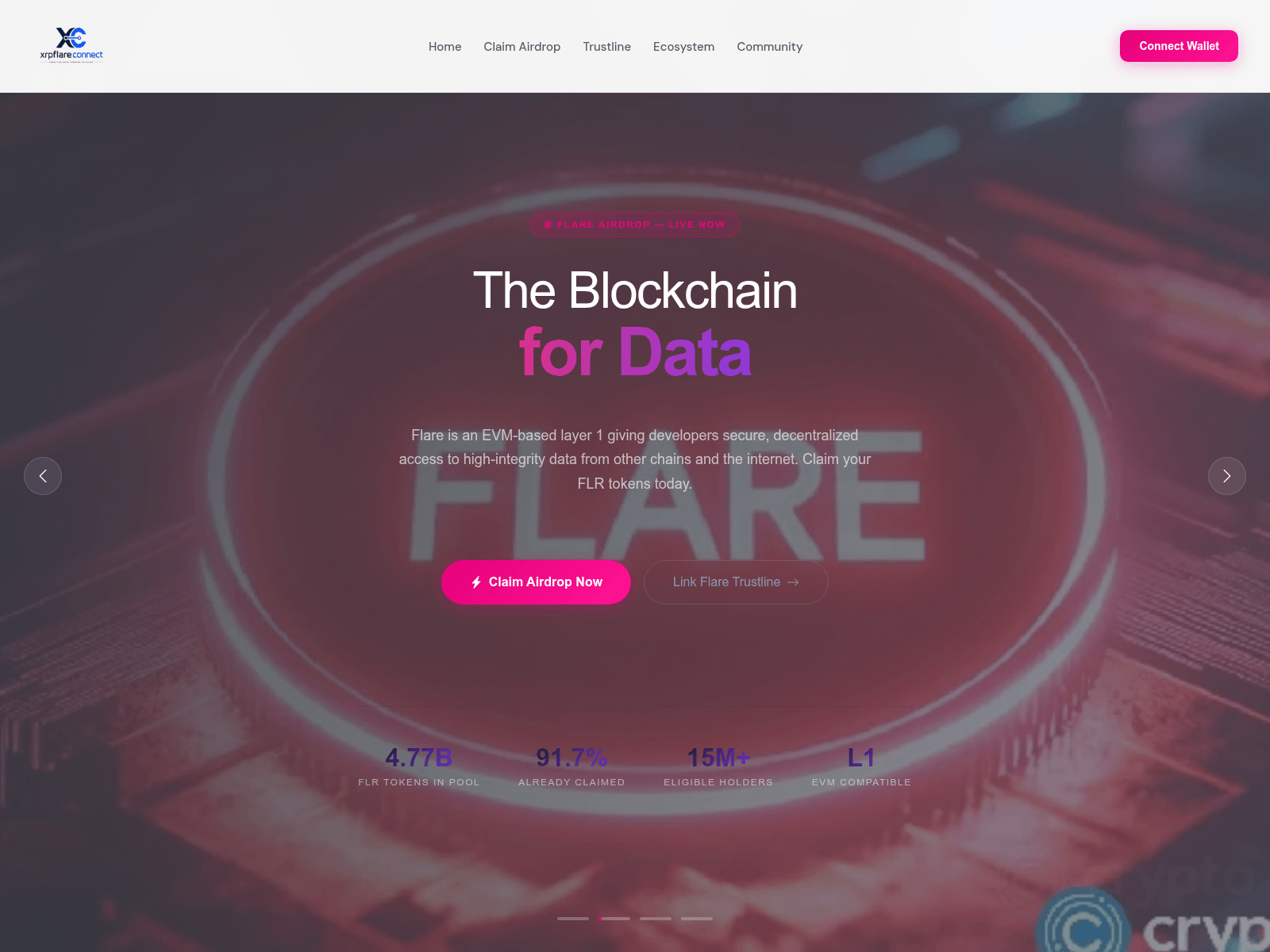 Screenshot von xrpflareconnect.com