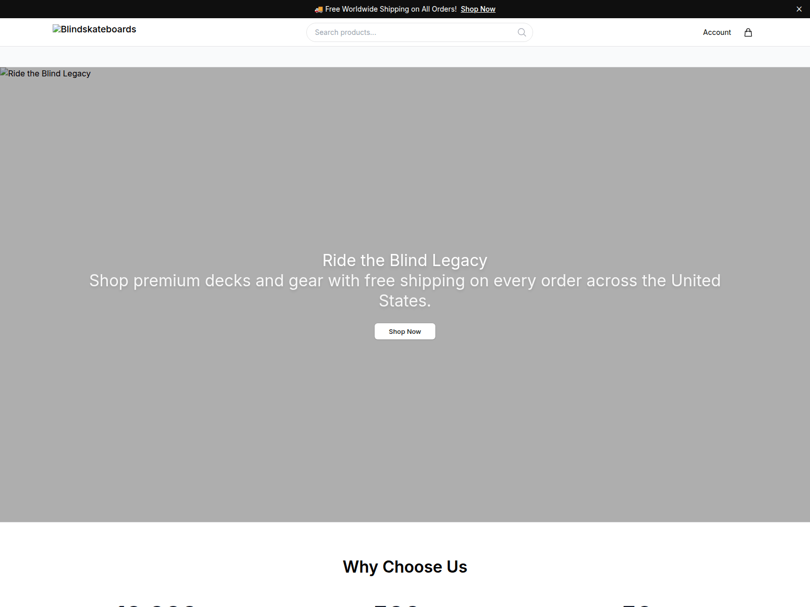 Screenshot of blindskateboardsshop.shop