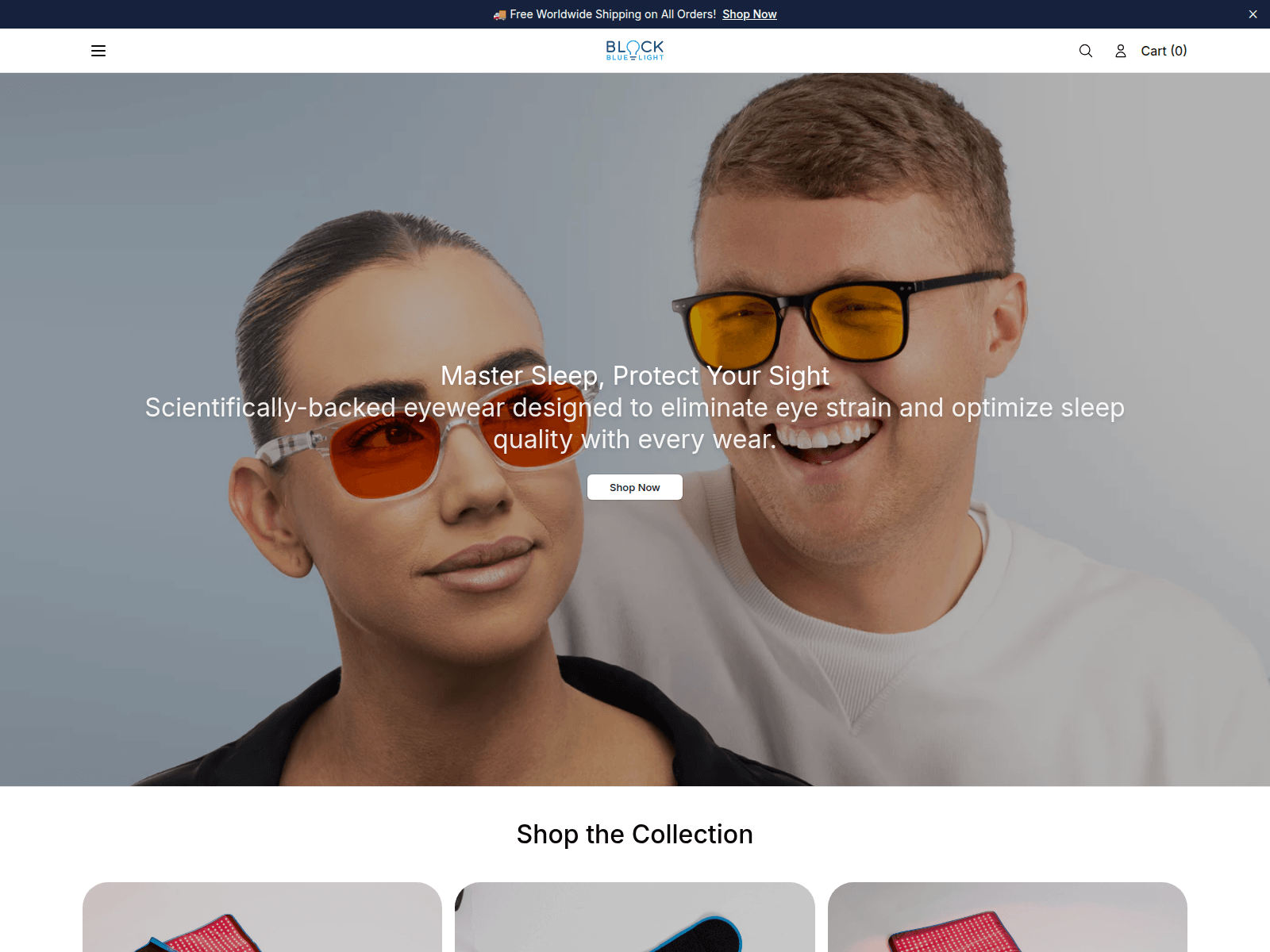 Screenshot of blockbluelightdirect.shop