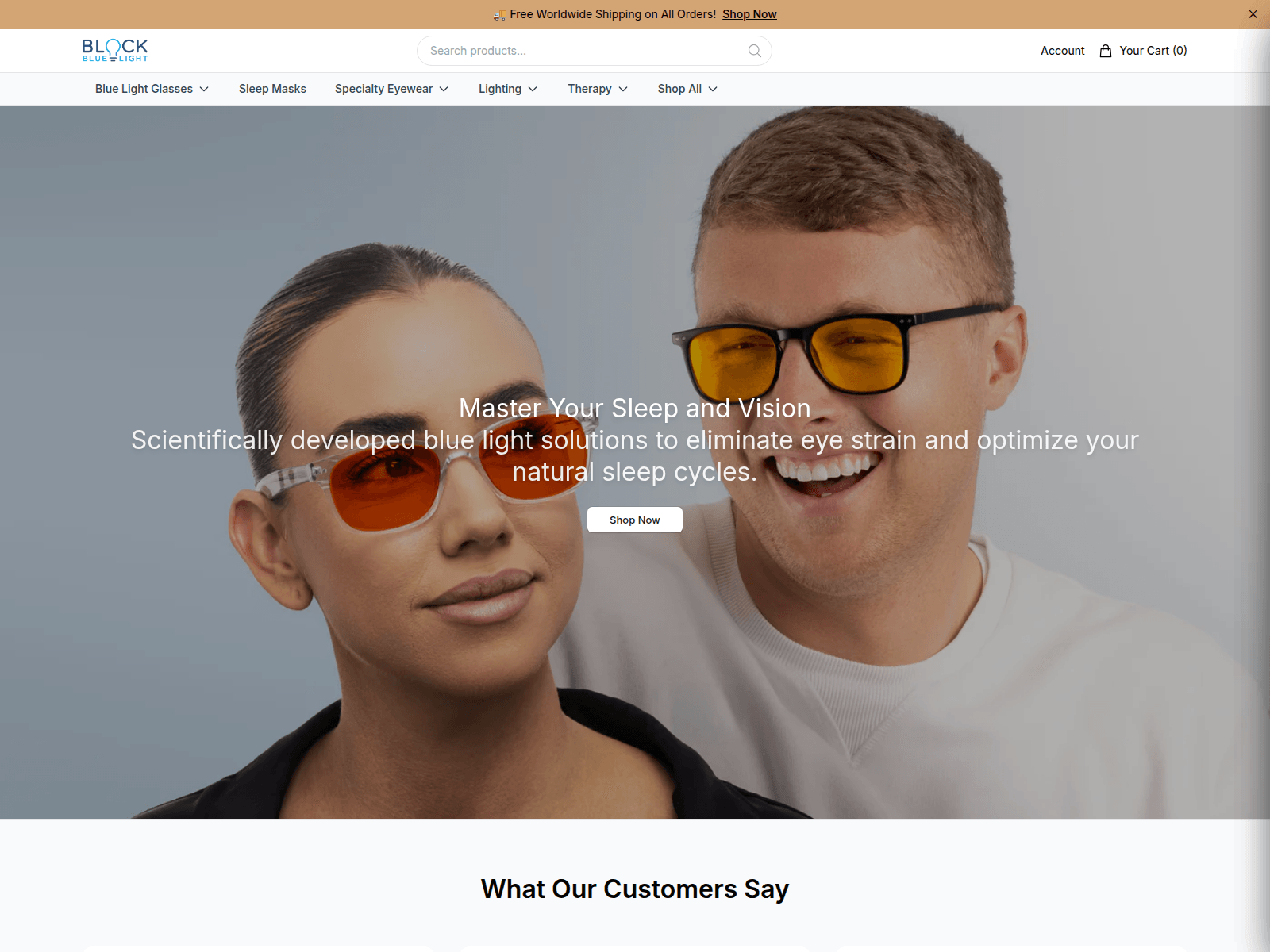 Screenshot of blockbluelightstore.shop