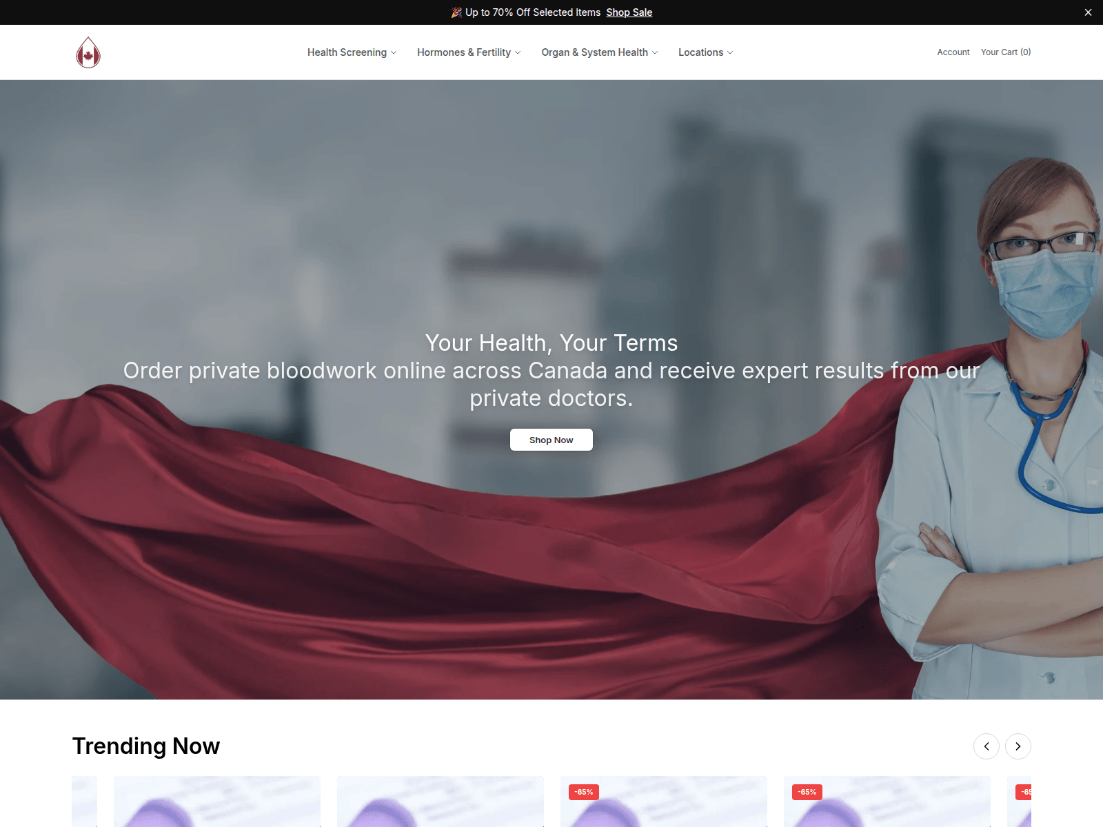 Screenshot of bloodtestscanadaofficial.shop