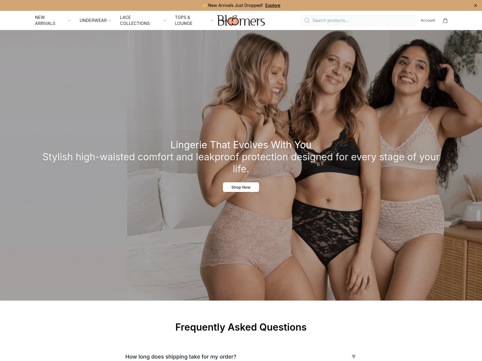 Screenshot of bloomersintimateshq.shop