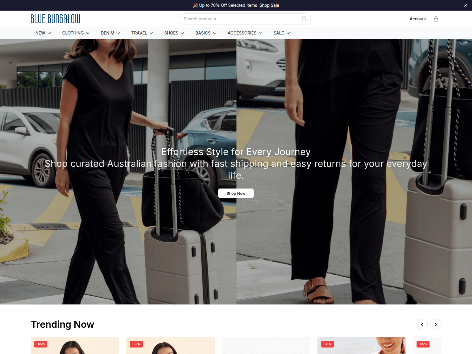 Screenshot of bluebungalowusafashion.shop