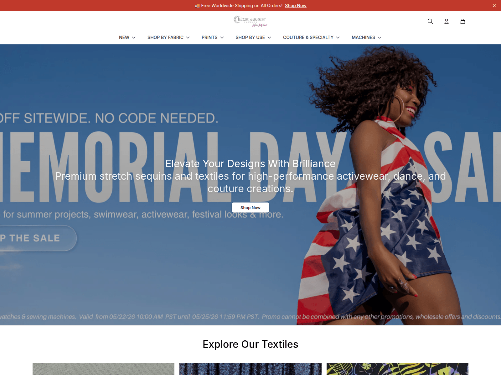 Screenshot of bluemoonfabricsfashion.shop