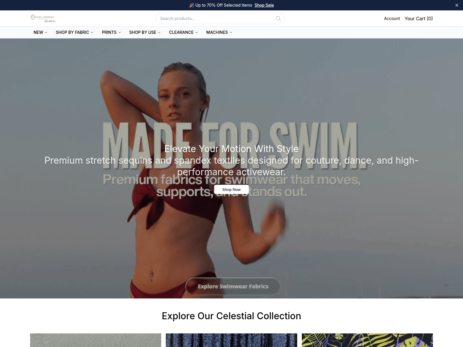 Screenshot of bluemoonfabricsstore.shop