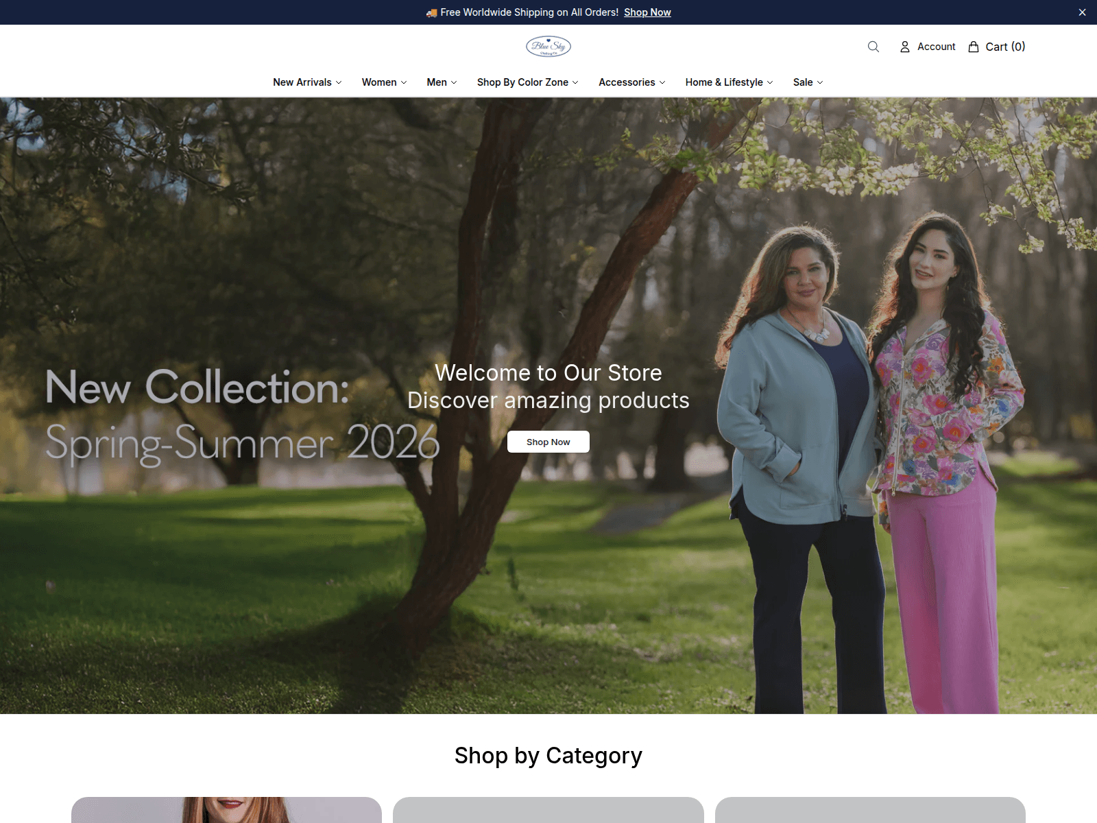 Screenshot of blueskyclothing.shop
