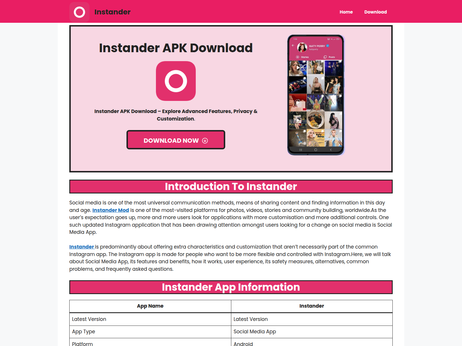 Screenshot of instanderapk.in