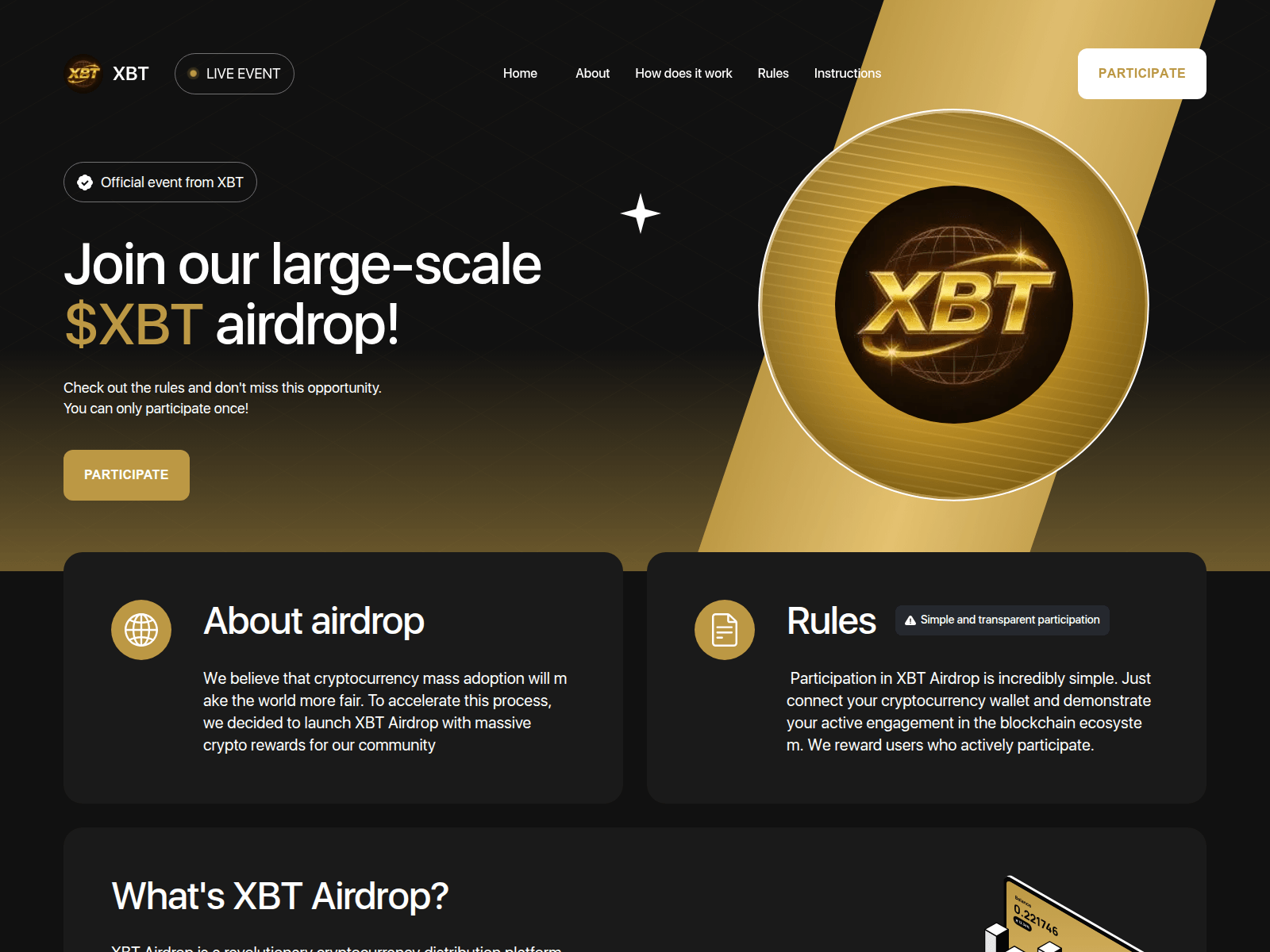 Screenshot of xbtairdrop.com