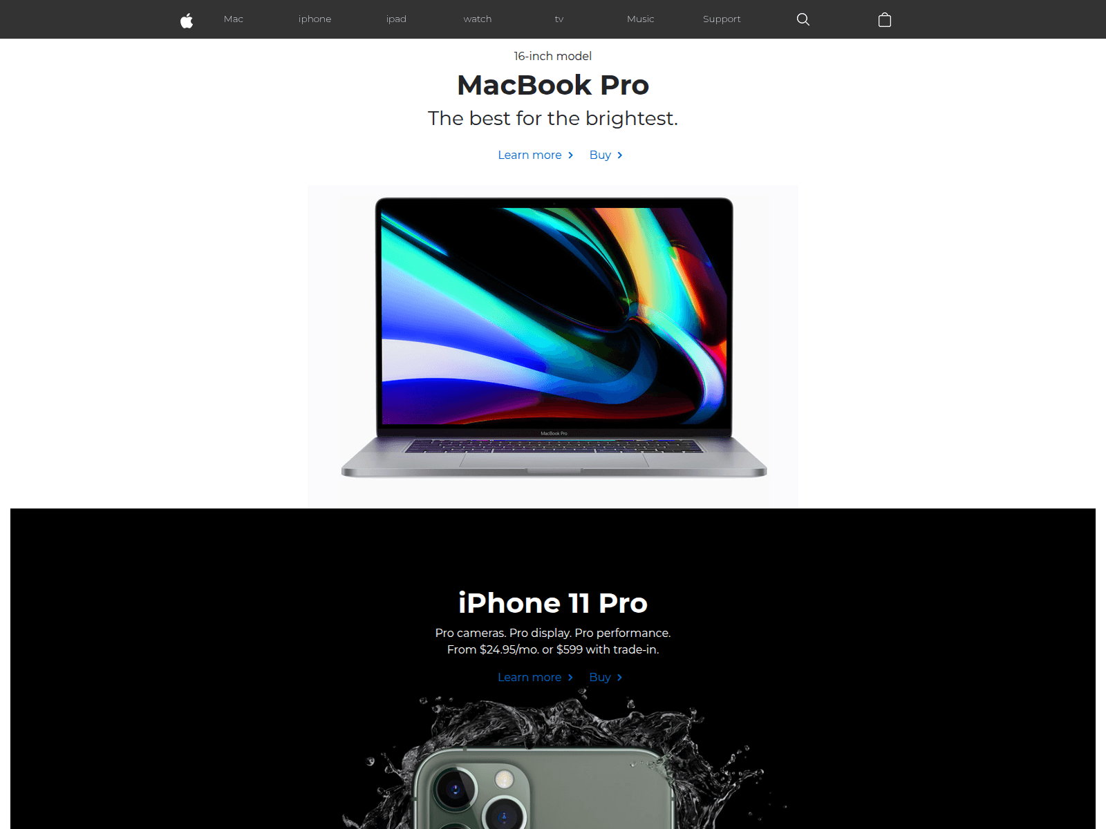 Screenshot von appleclone.bizutech.com