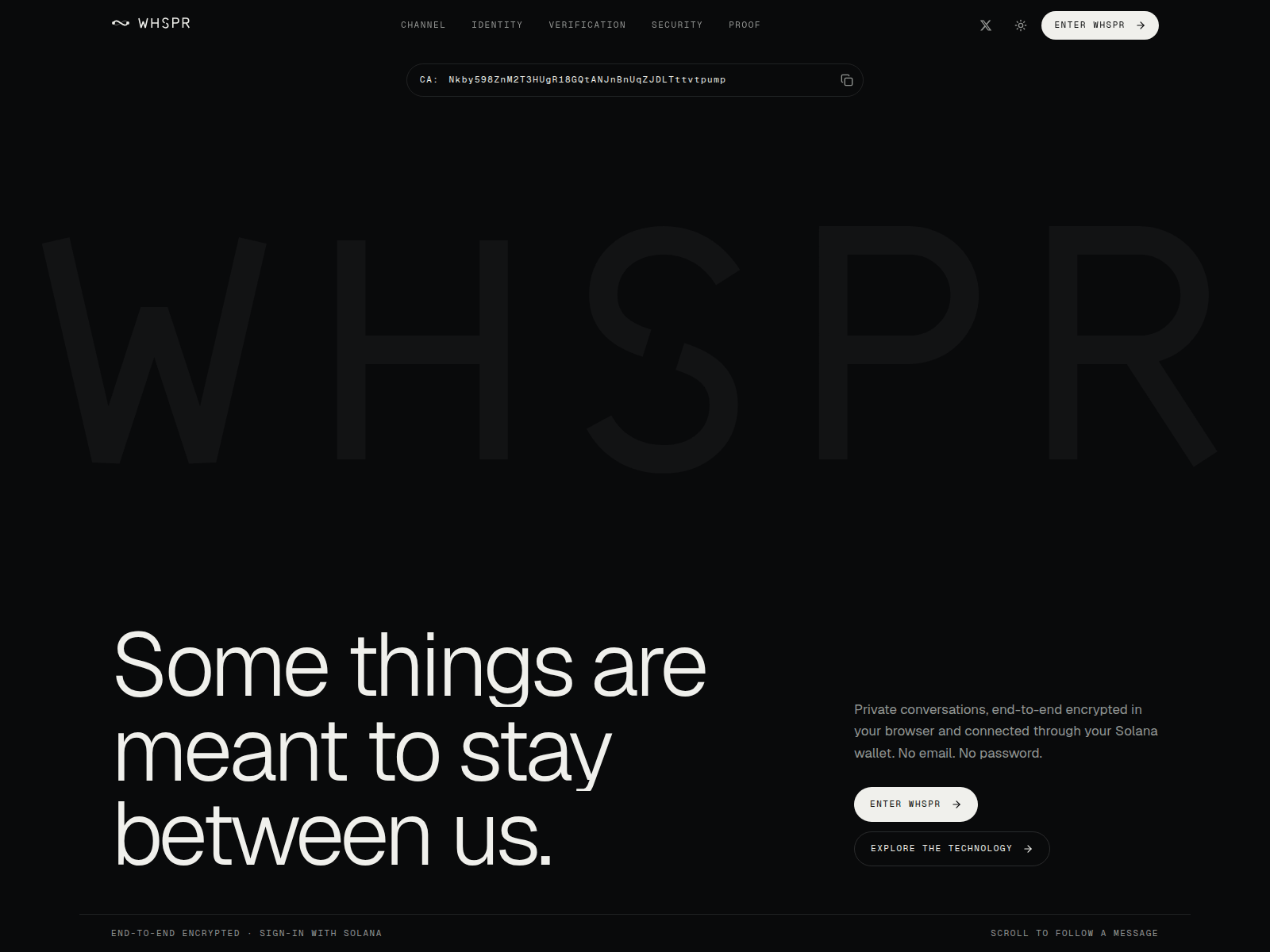 Screenshot of whspr.finance