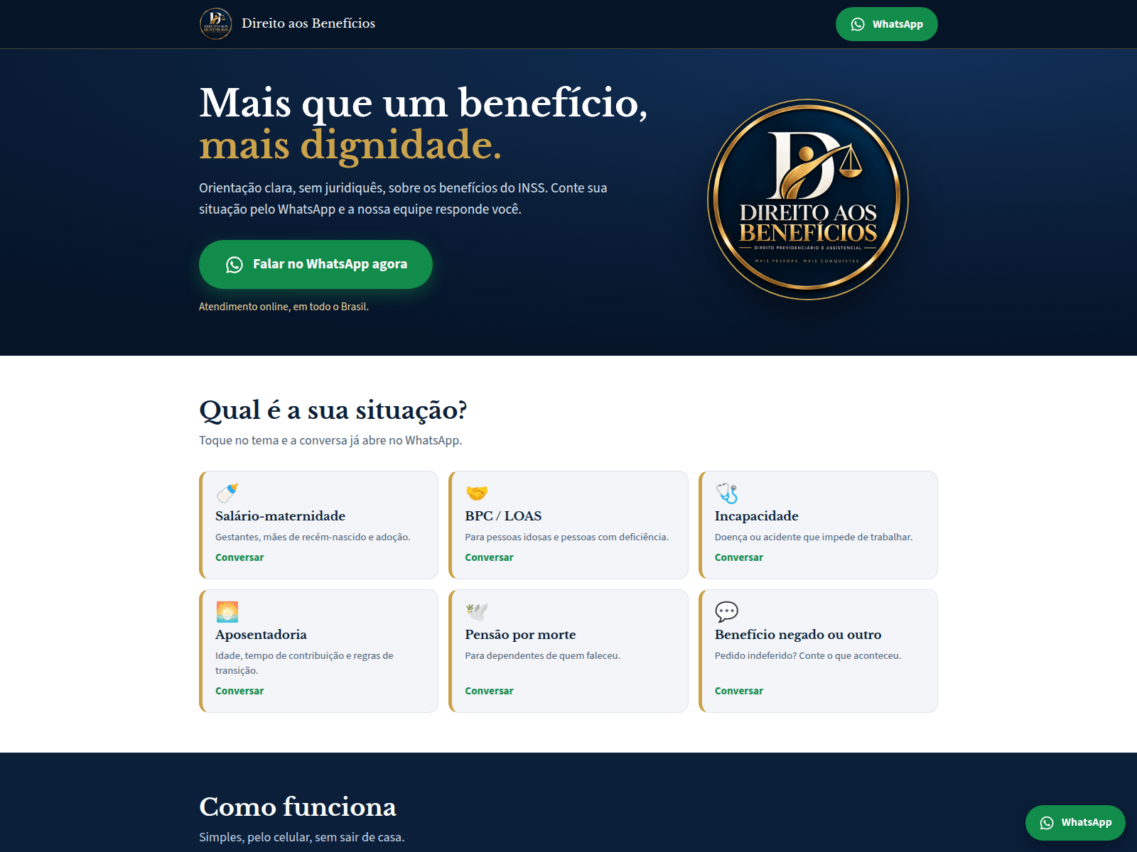 Screenshot of direitoaosbeneficios.com.br