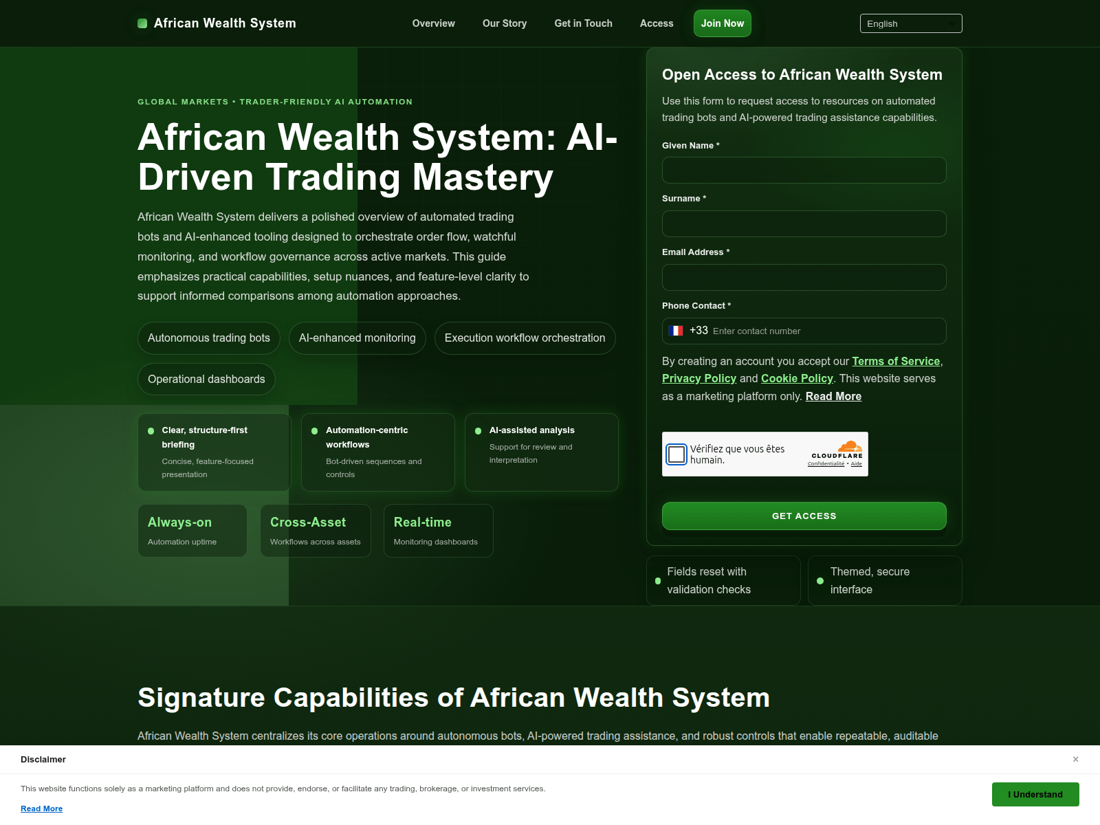 Screenshot of africanwealthsystem.click