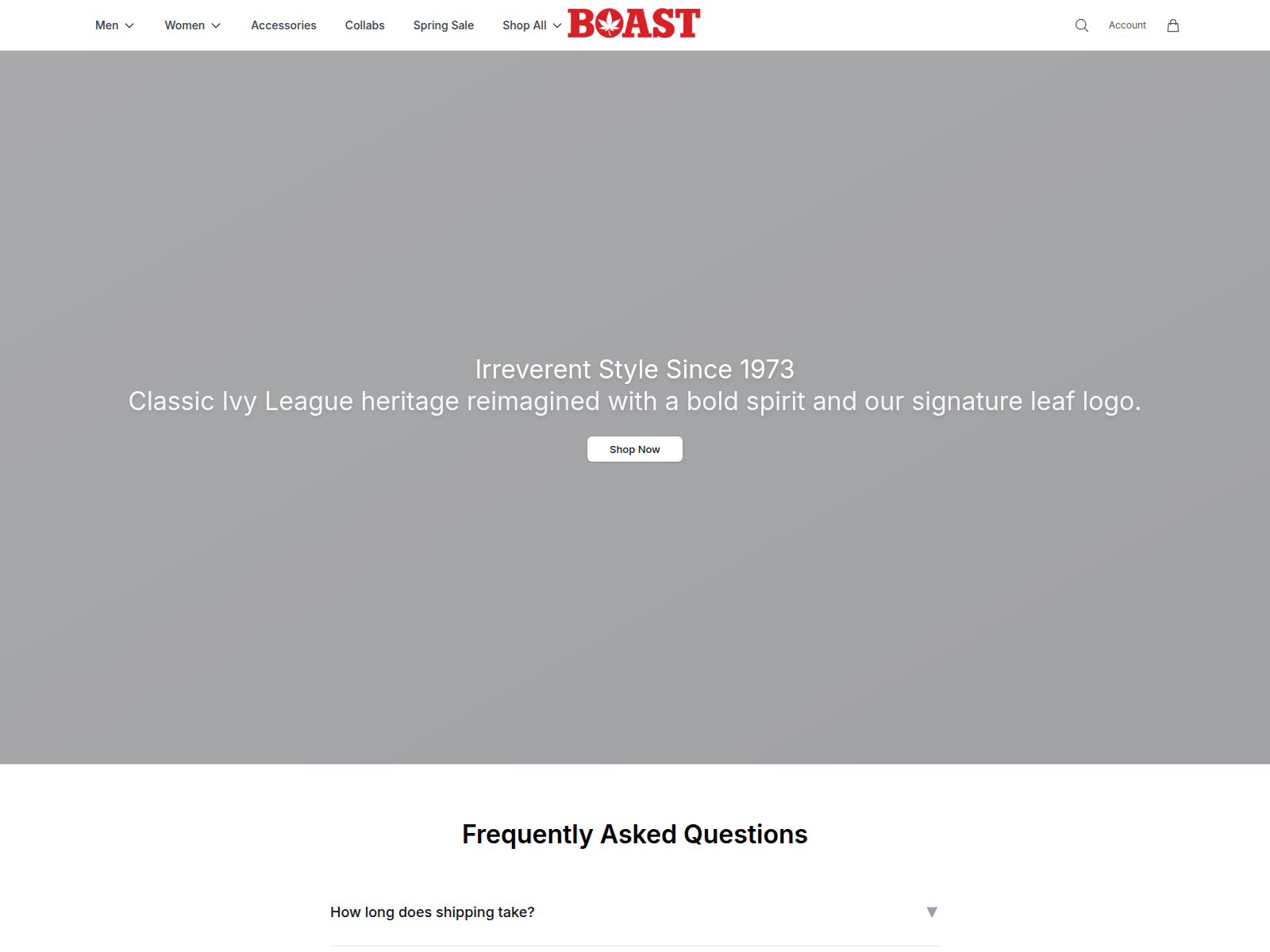 Screenshot of boastclothing.shop