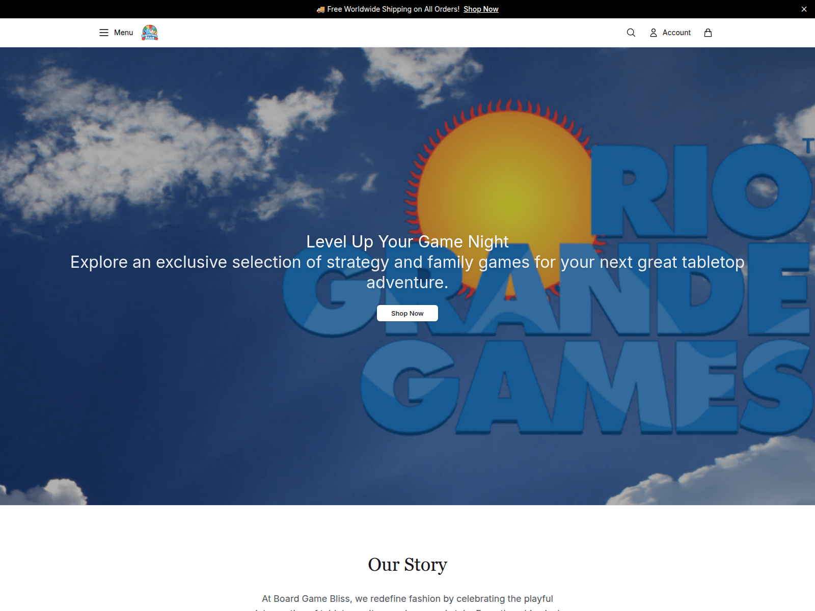 Screenshot of boardgameblissclub.shop