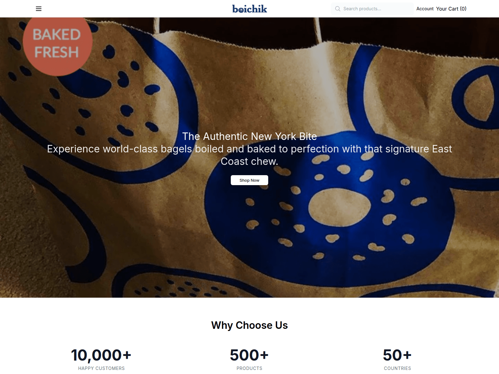 Screenshot of boichikbagelshq.shop