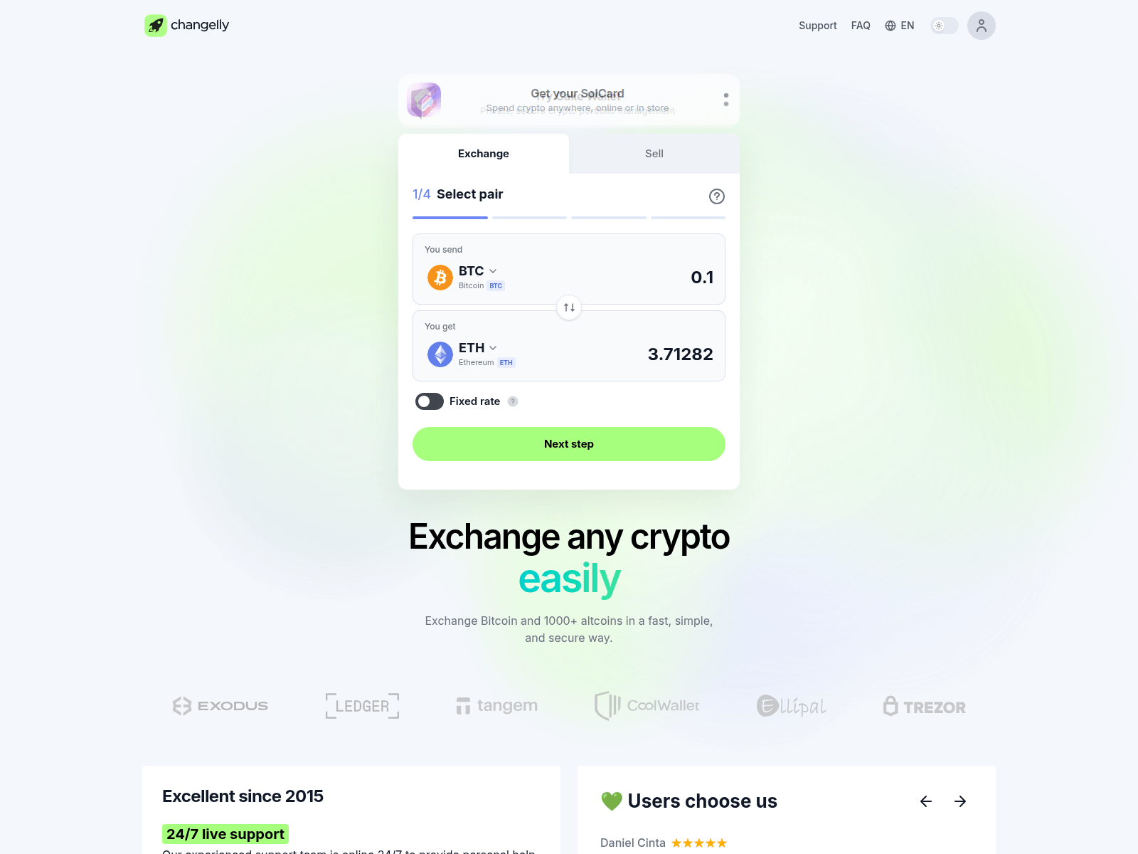 Screenshot of changellyexchange.at