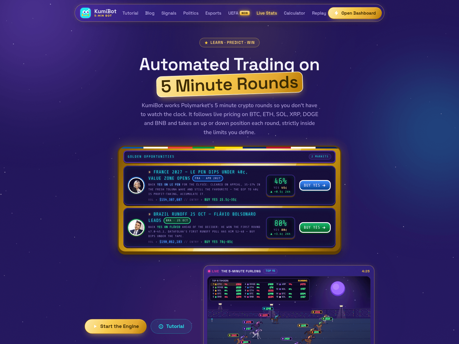 Screenshot of kumibot.finance