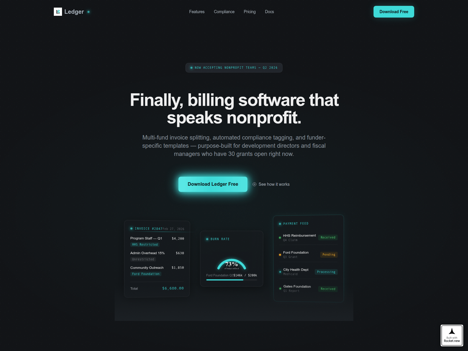 Screenshot of ledger-msqco99.app.builtwithrocket.new