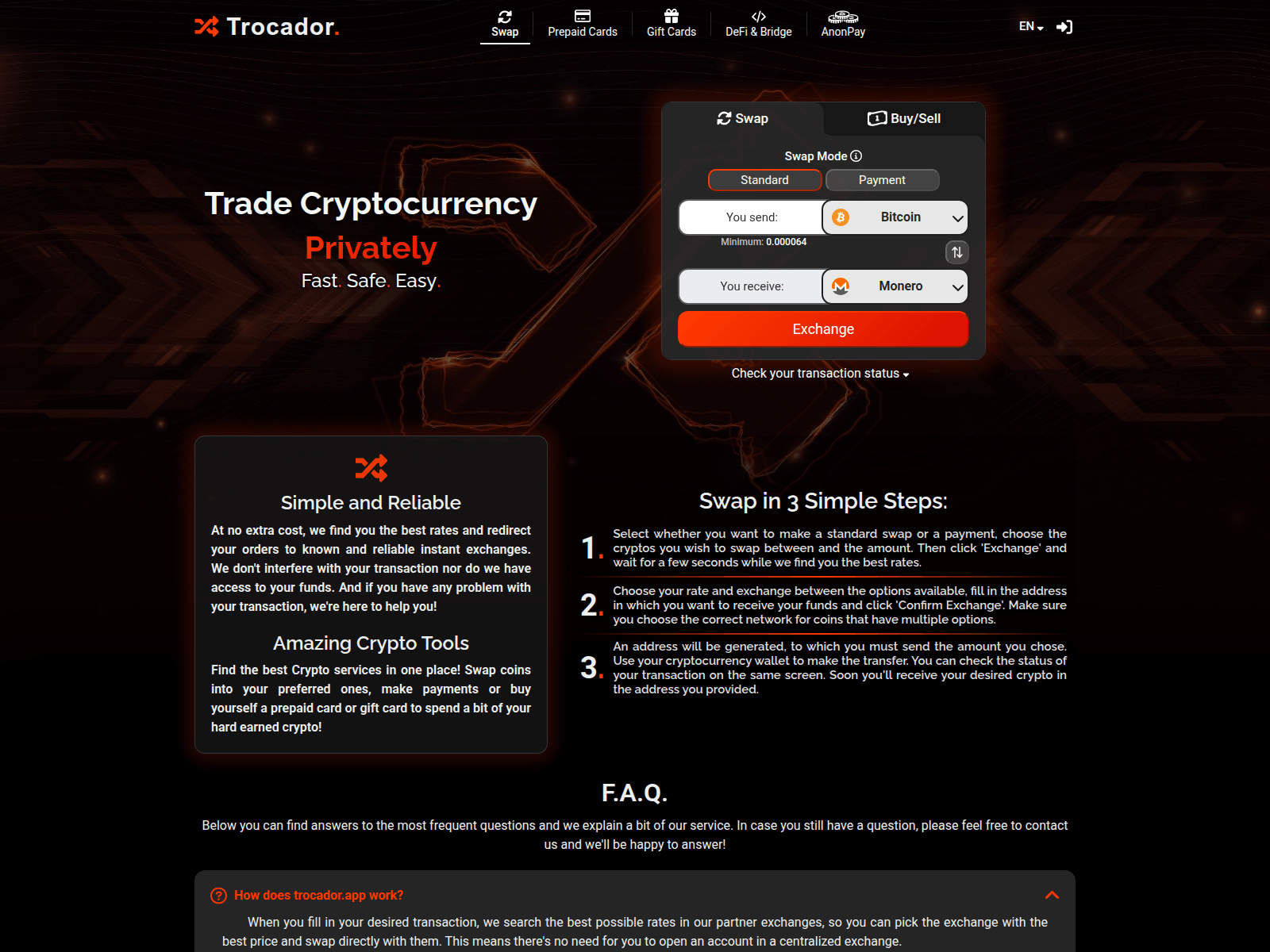 Screenshot of trocador-app.im