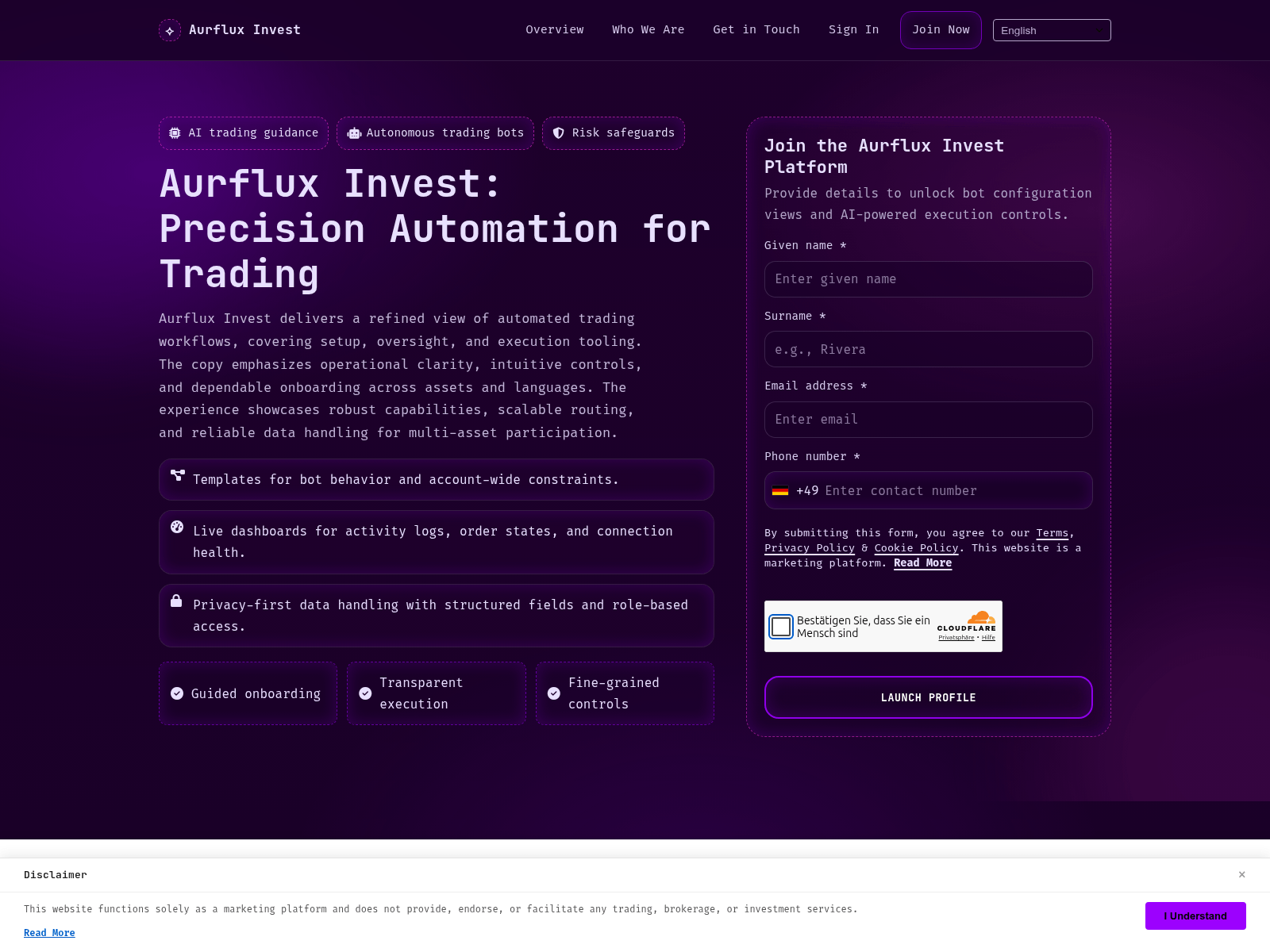 Screenshot of aurfluxinvest-software.com