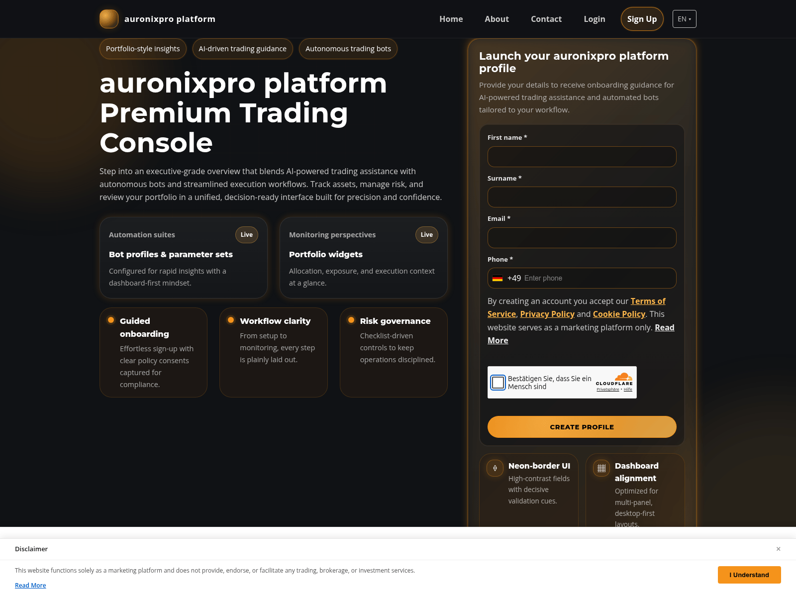 Screenshot of auronixproplatform.digital