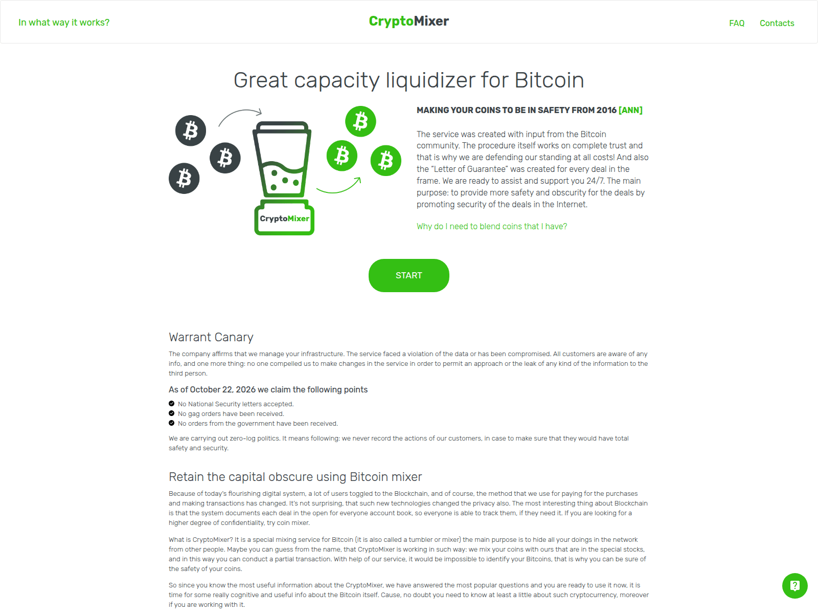 Снимок экрана cryptomixer.life