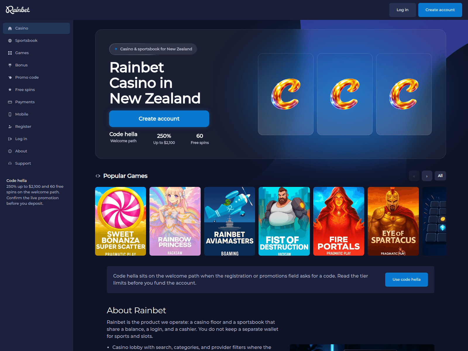 Screenshot of rainbet-nz.site