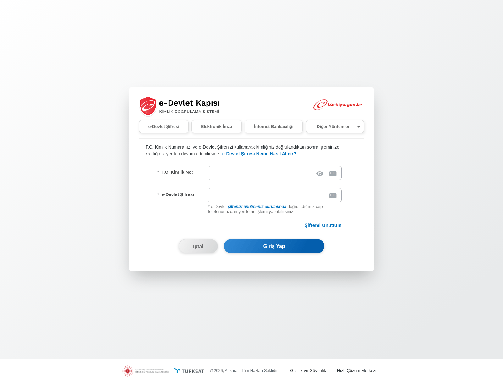 Screenshot of edevlet.vatandasgiris.org