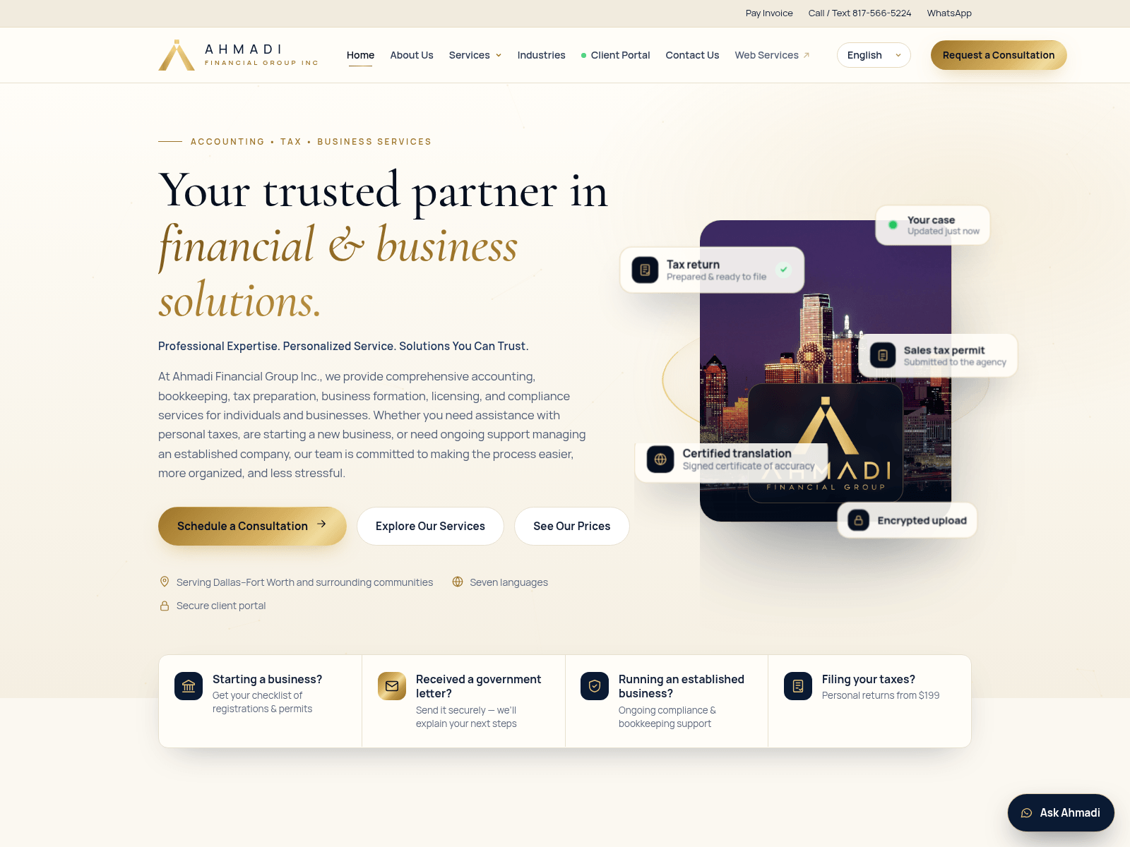 Screenshot of ahmadifinancial.com