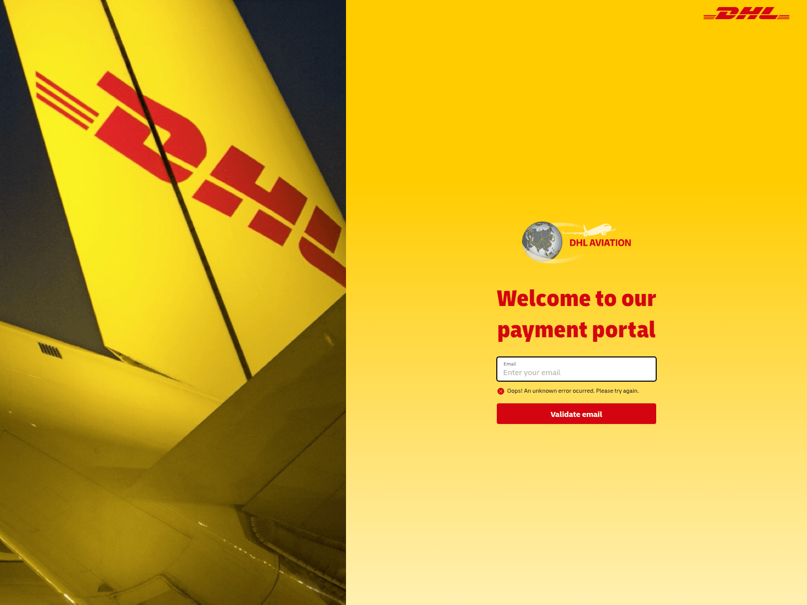 Captura de tela de dhl-express-dev.firebaseapp.com
