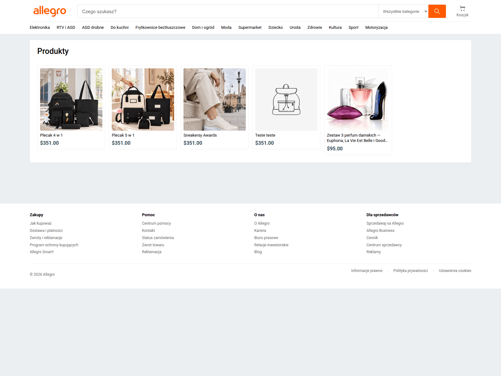 Screenshot of allergro.shop