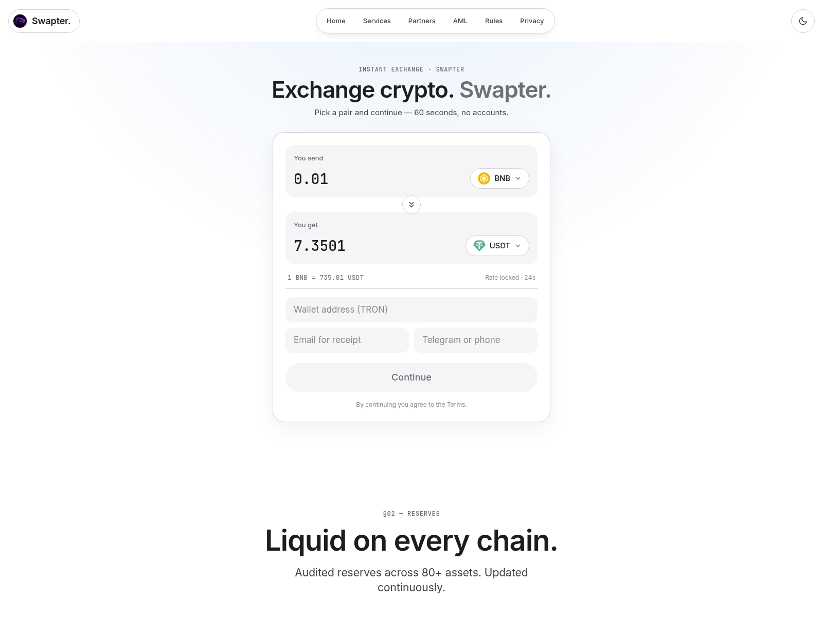 Снимок экрана swapters.com