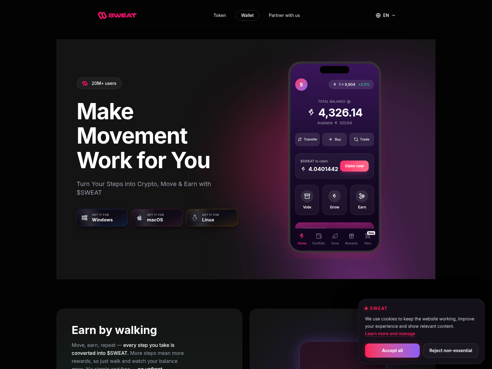 Capture d’écran de sweatwallet.org