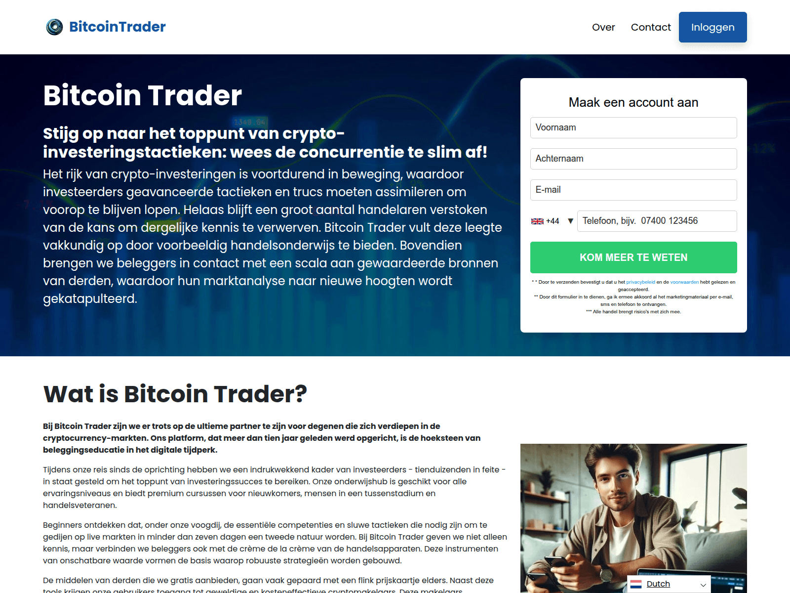Captura de pantalla de bitcointraderapp.io