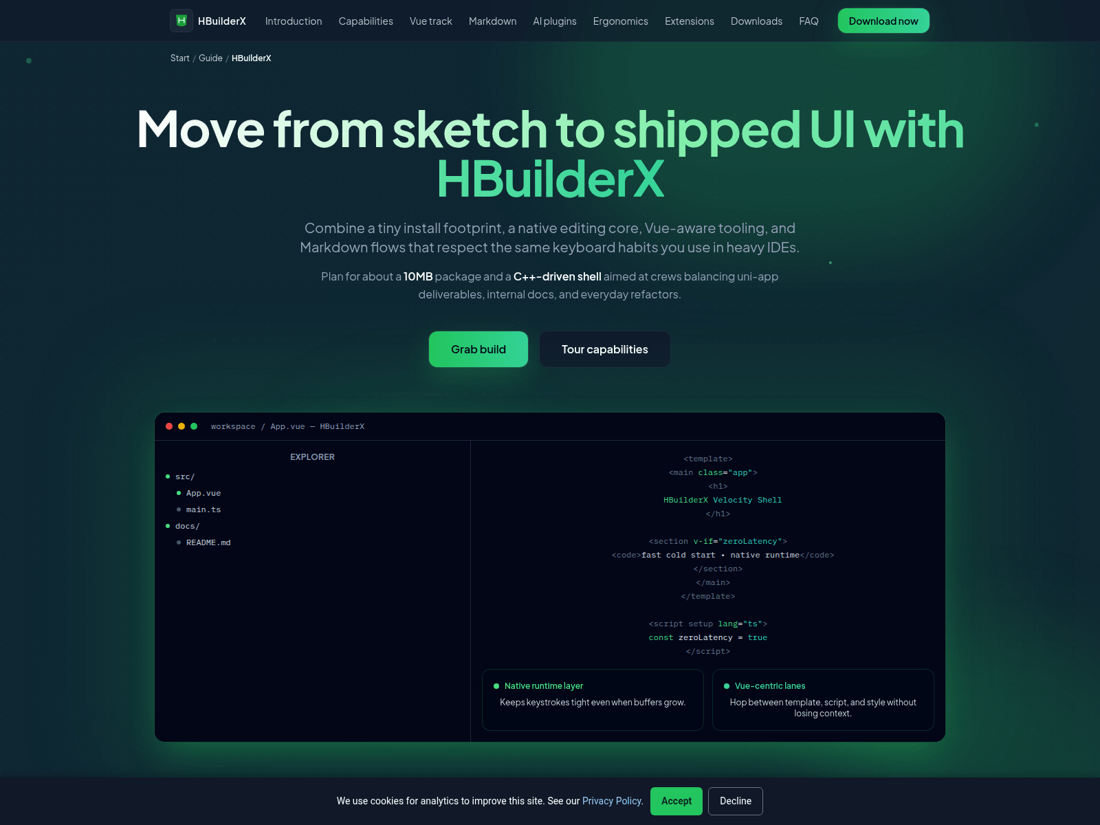 Screenshot of hbuilderx.dev