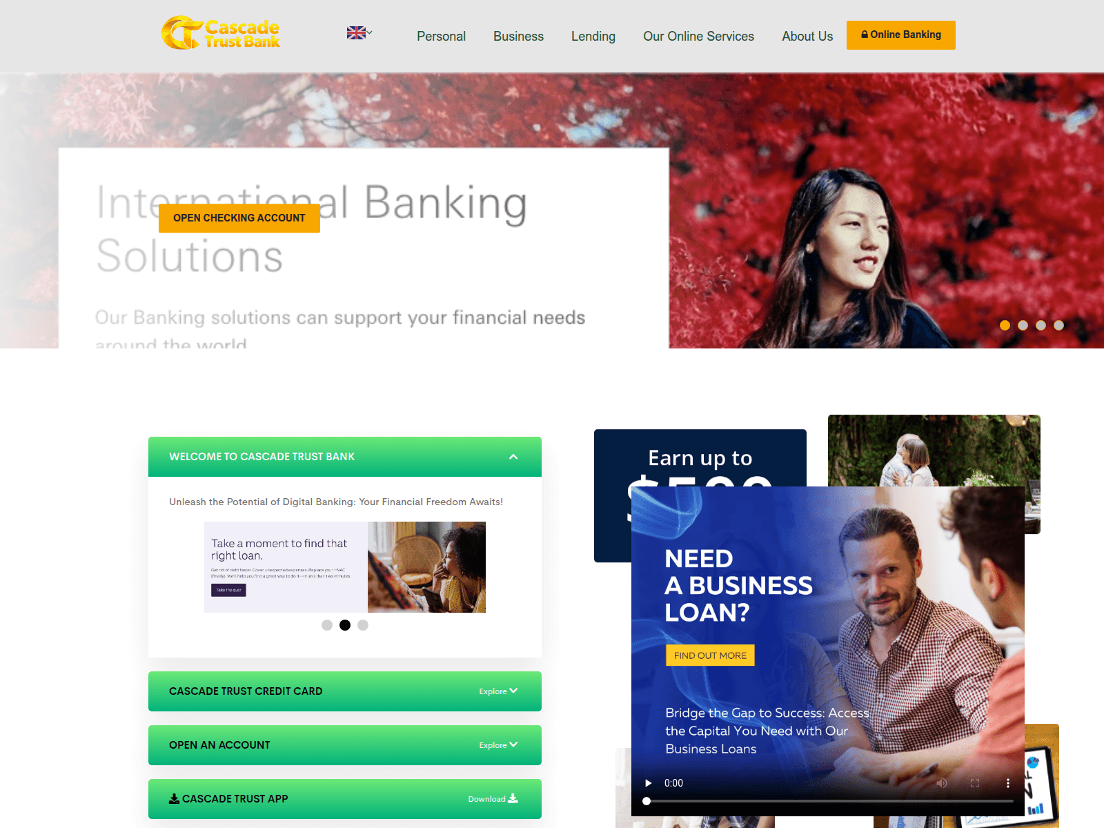 Снимок экрана cascadetrustbank.online