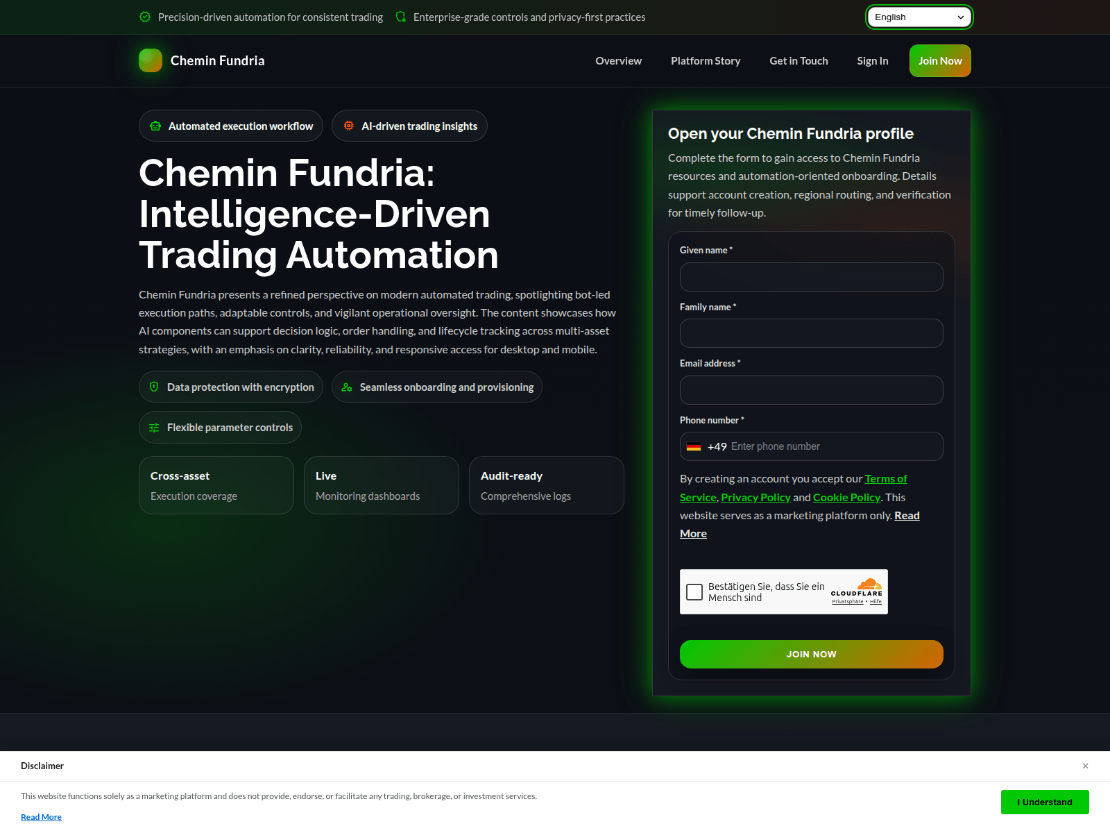Screenshot von cheminfundria-solution.com