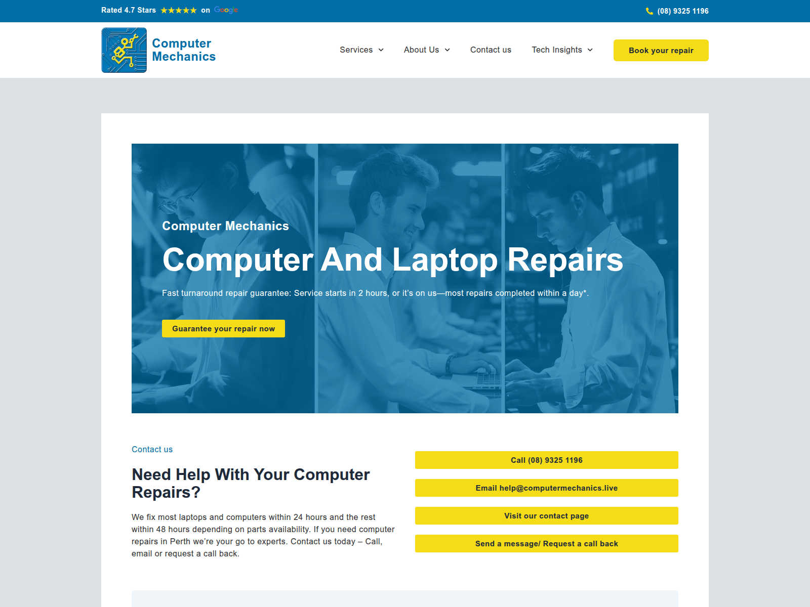 Снимок экрана computermechanics.live