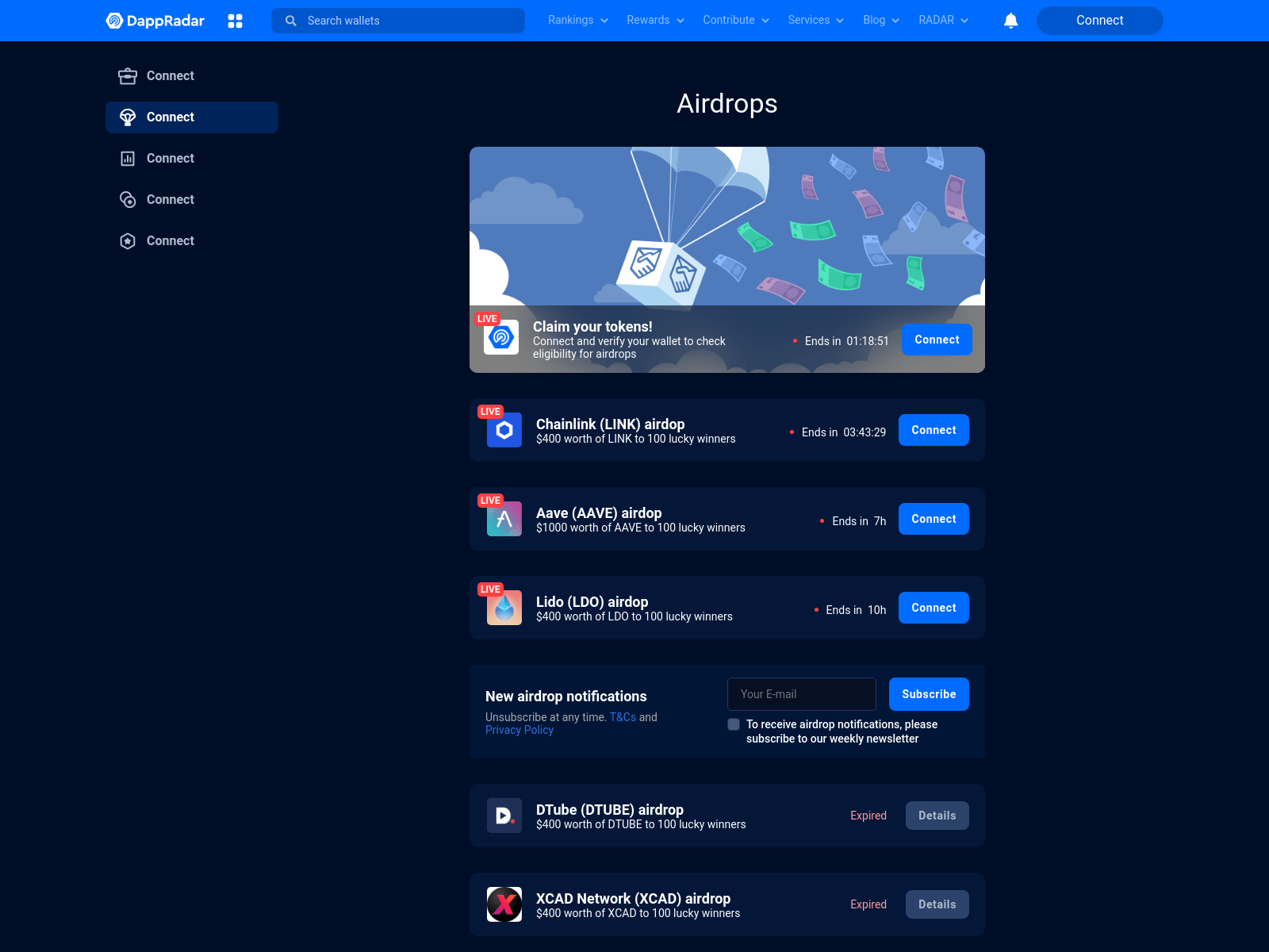 Screenshot of dappradar-airdropsclams.site