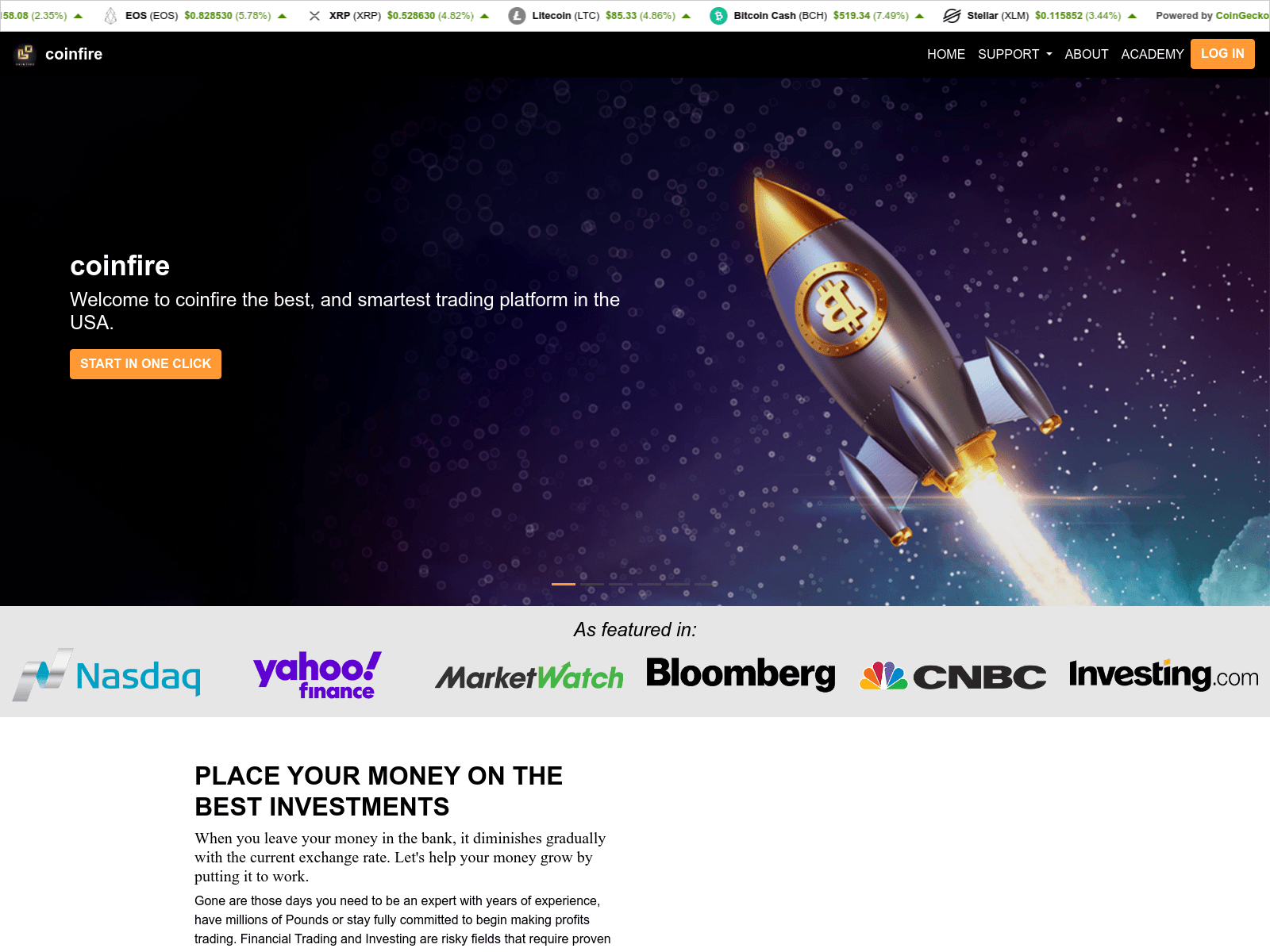 Screenshot of coinfire.net