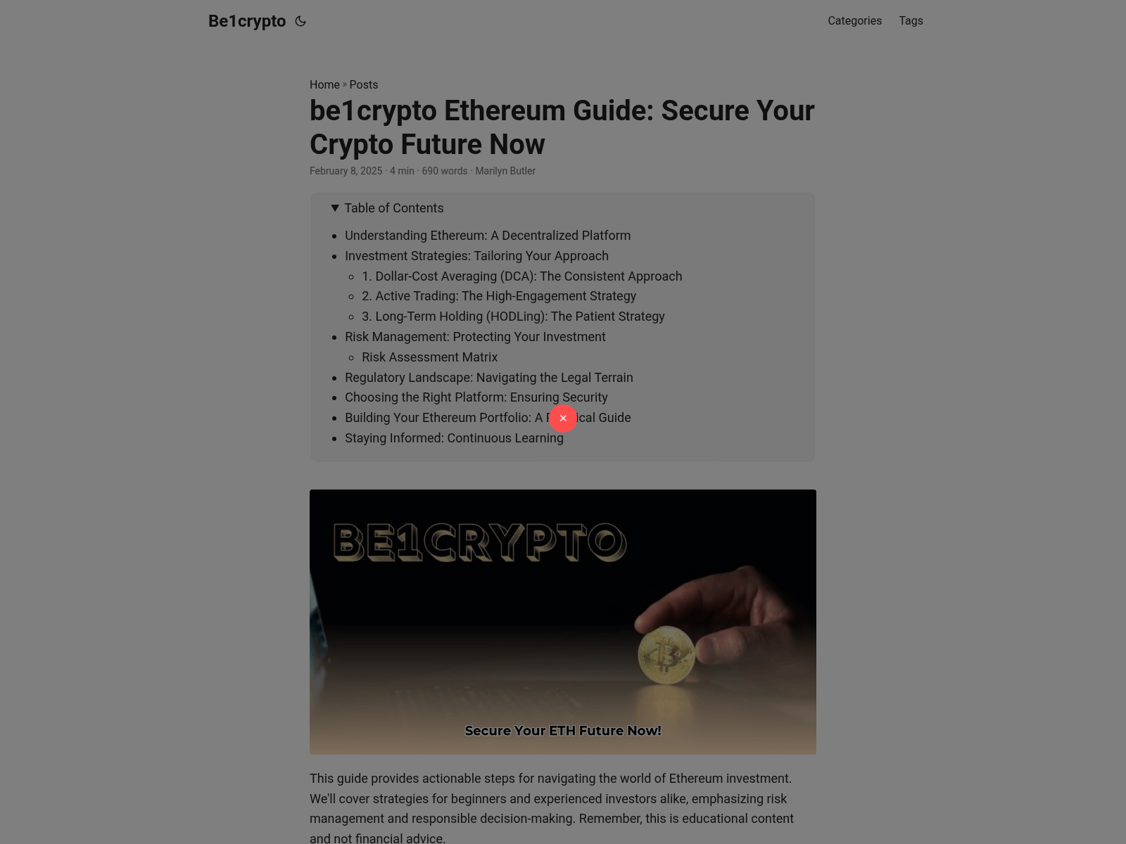 Screenshot of be1crypto.pages.dev