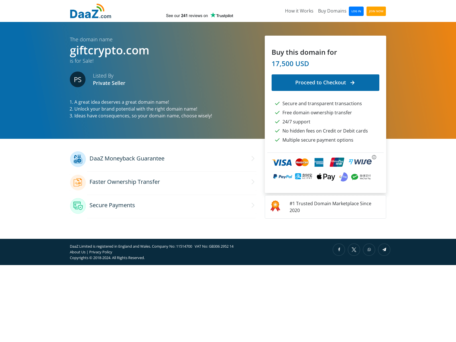 Screenshot of giftcrypto.com