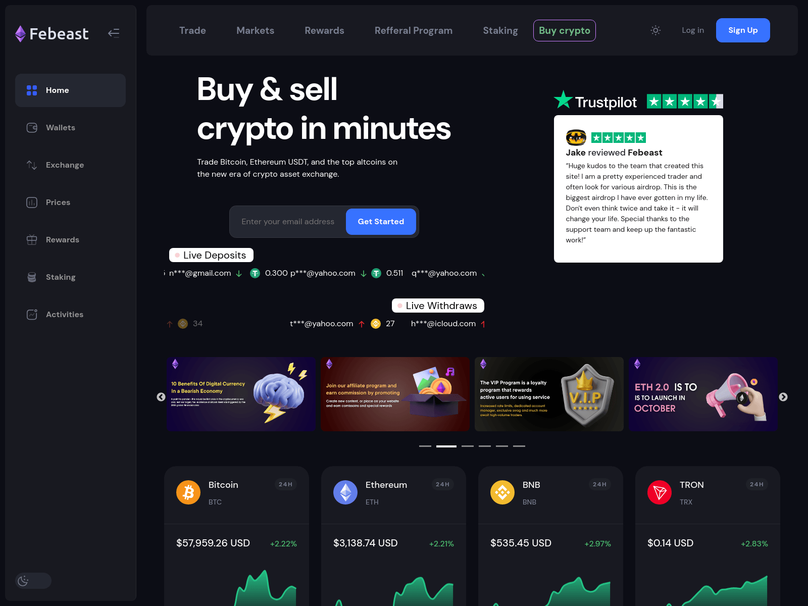 Screenshot of tomexbit.com