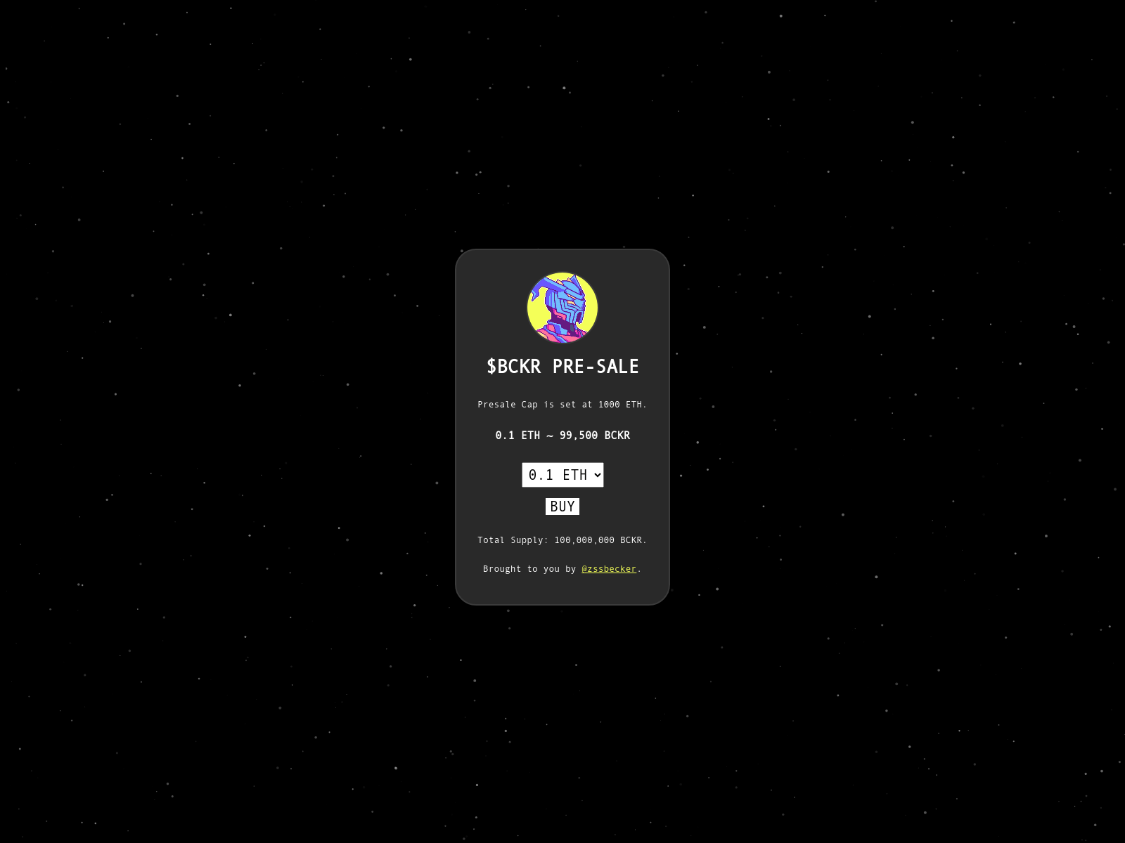 Screenshot of presale.beckrecoin.com